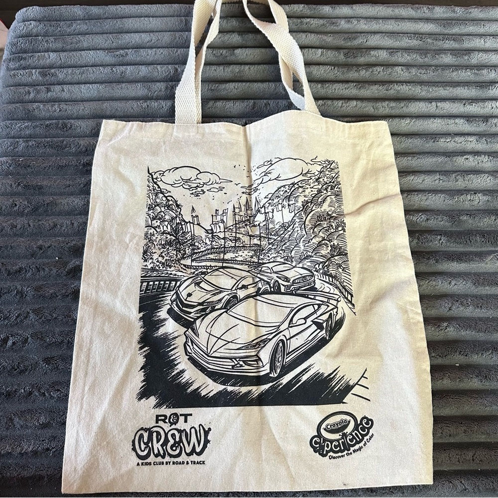 Crayola Experience x R&T CREW Kids Tote Bag – Color-In Race Cars
